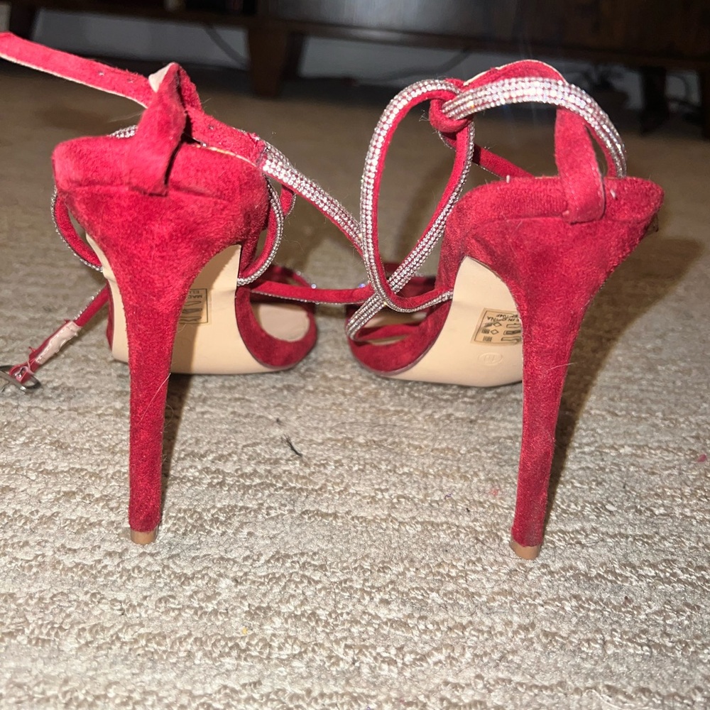 Deep red FN heels with rhinestones Size 10US - Picture 2 of 4